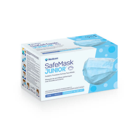 Mask Face Procedure Earloop ASTM Level 1 Blue SafeMask® Junior Pediatric (50/BX 10BX/CS) by Medicom, Inc.  ID 2035
